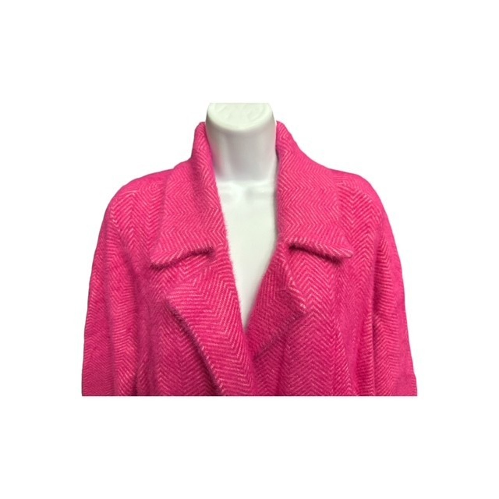 Pink Women's Open-Front Textured Coatigan Liverpool Herringbone Sweater — image 3 of 7